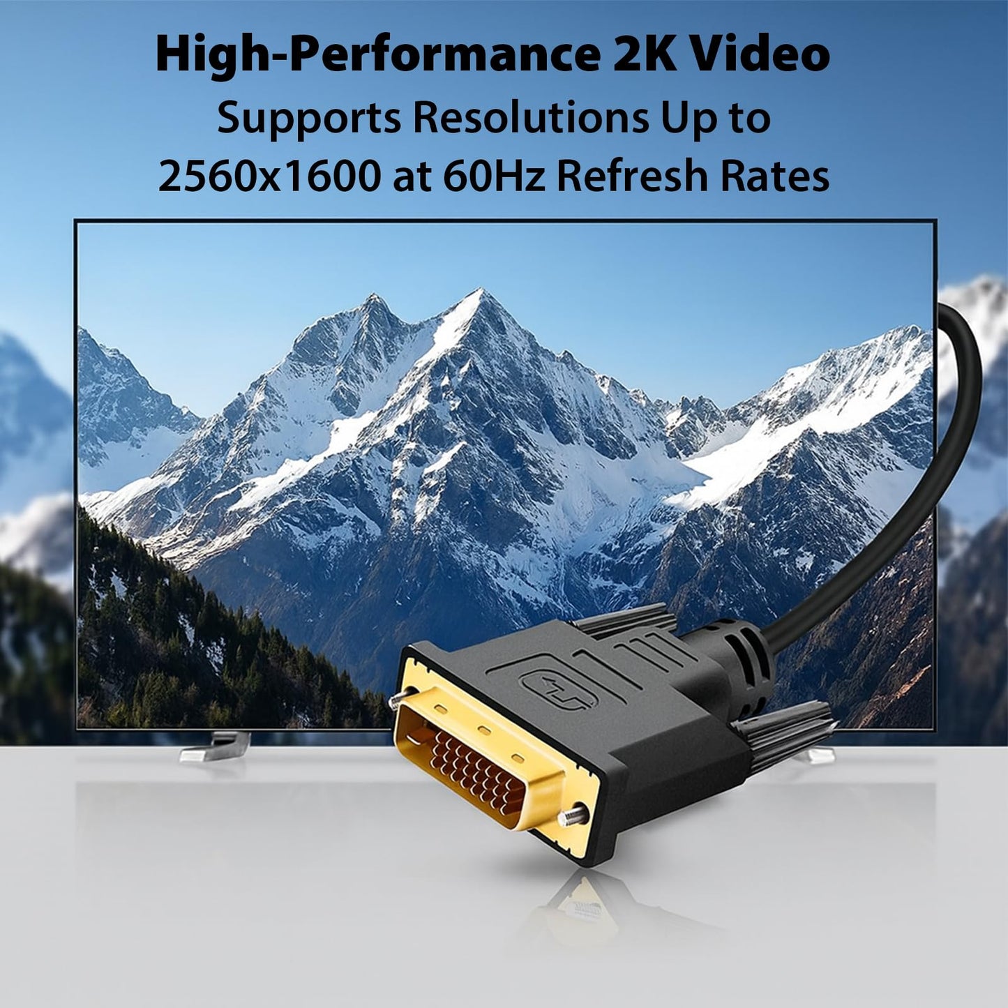 Cyberguys! Dual Link DVI Cable, 24+1/24+5 Gold-Plated Connectors w/Screw Lock - Supports 2560x1600@60Hz 1080P@120Hz, Bi-Directional DVI-D Cable