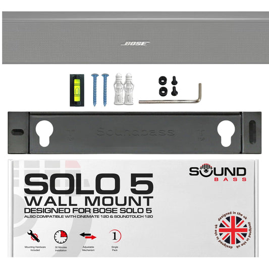 Sound Bass Solo 5 Wall Mount Bracket for Bose Solo5 Soundbar, Compatible with Solo Soundbar 2 Sound Bar Series II, Complete Kit with All Mounting