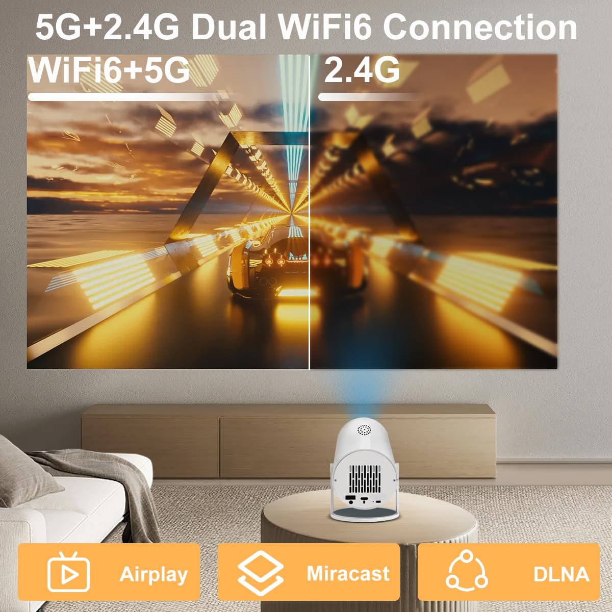 [Ultra-Slim 2.69 " ?High Brightness] HY300 Pro Projector, Portable 4K Projector with WiFi Bluetooth Android 13 1080P Support, Auto Keystone