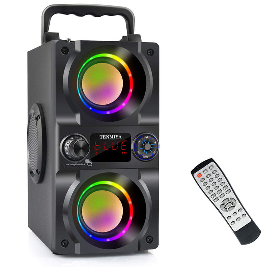 Bluetooth Speaker, 40W (60W Peak) Portable Wireless Speaker with Colorful Lights, Double Subwoofer Heavy Bass, FM Radio, MP3 Player, Bluetooth 5.0
