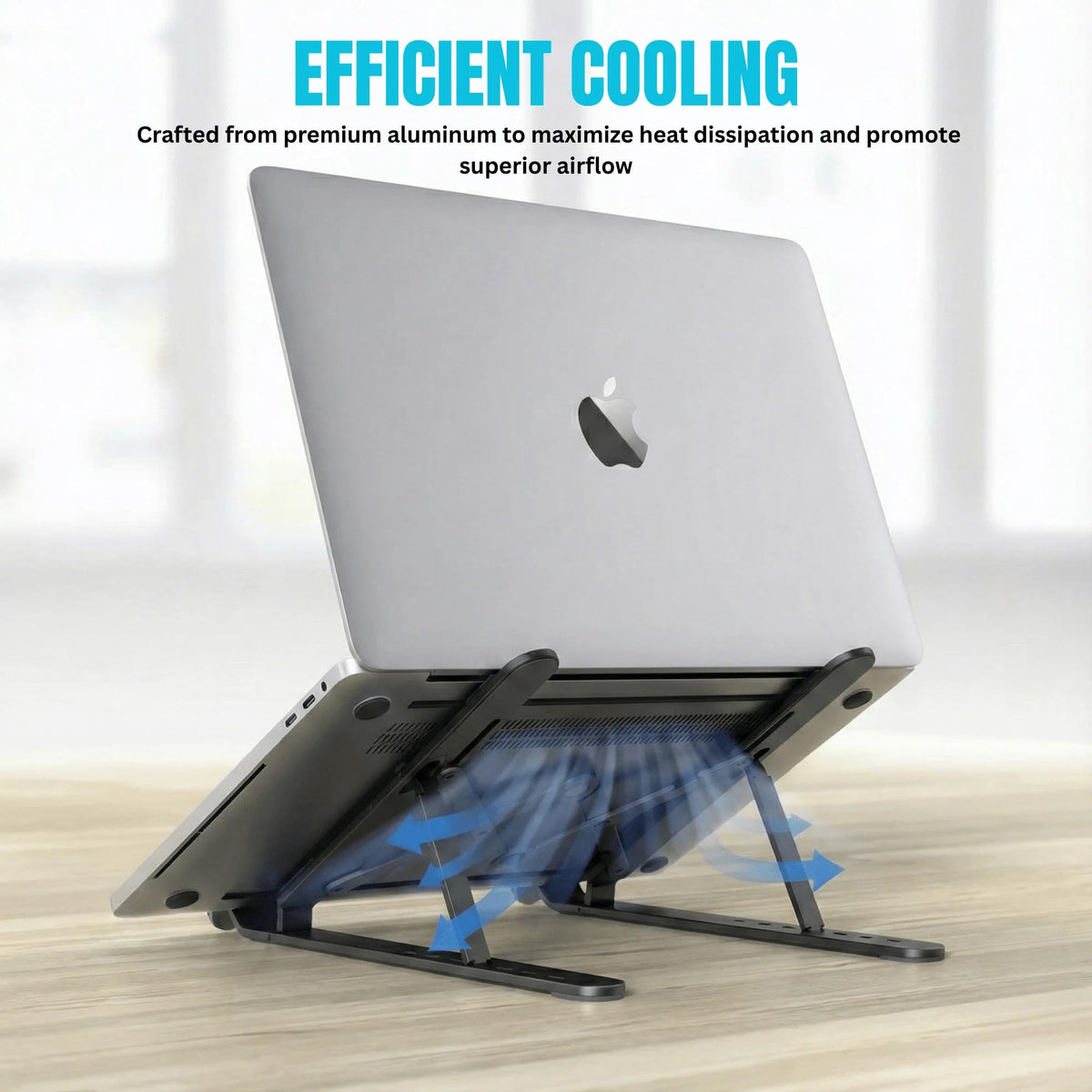 VerdeVida Laptop Stand, Portable Laptop Holder Computer Stand for Desk, Metal Foldable Laptop Riser with 6 Levels Height Adjustment, Compatible