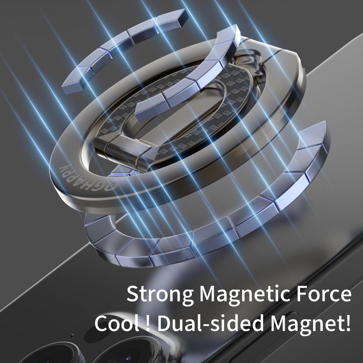 Magnetic Phone Ring Grip [Dual-Sided Magnetic] [Super Magnet] [Magnet Phone Stand Grip Compatible with Car Mounts] Phone Holder for iPhone