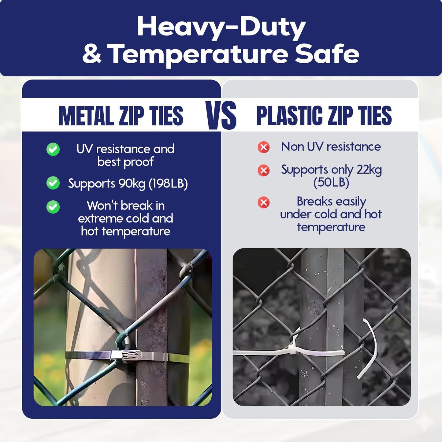 Stainless Steel Cable Tie With Gun 100 PCS 11.8" Metal Zip Ties, Heavy Duty Self-Locking Tool for Fastening & Cutting, Outdoor Fence & Pipe Organizer