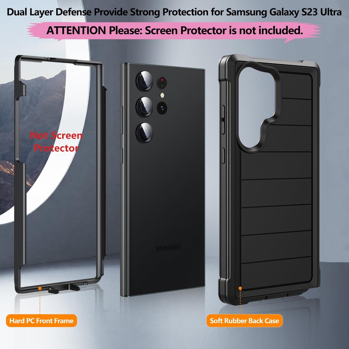 Hensinple Case for Samsung Galaxy S21 Fe 5g 6.4 inch?Without Screen Protector?, Galaxy S21 fe Case Heavy Duty Defender Shockproof Dustproof Rugged