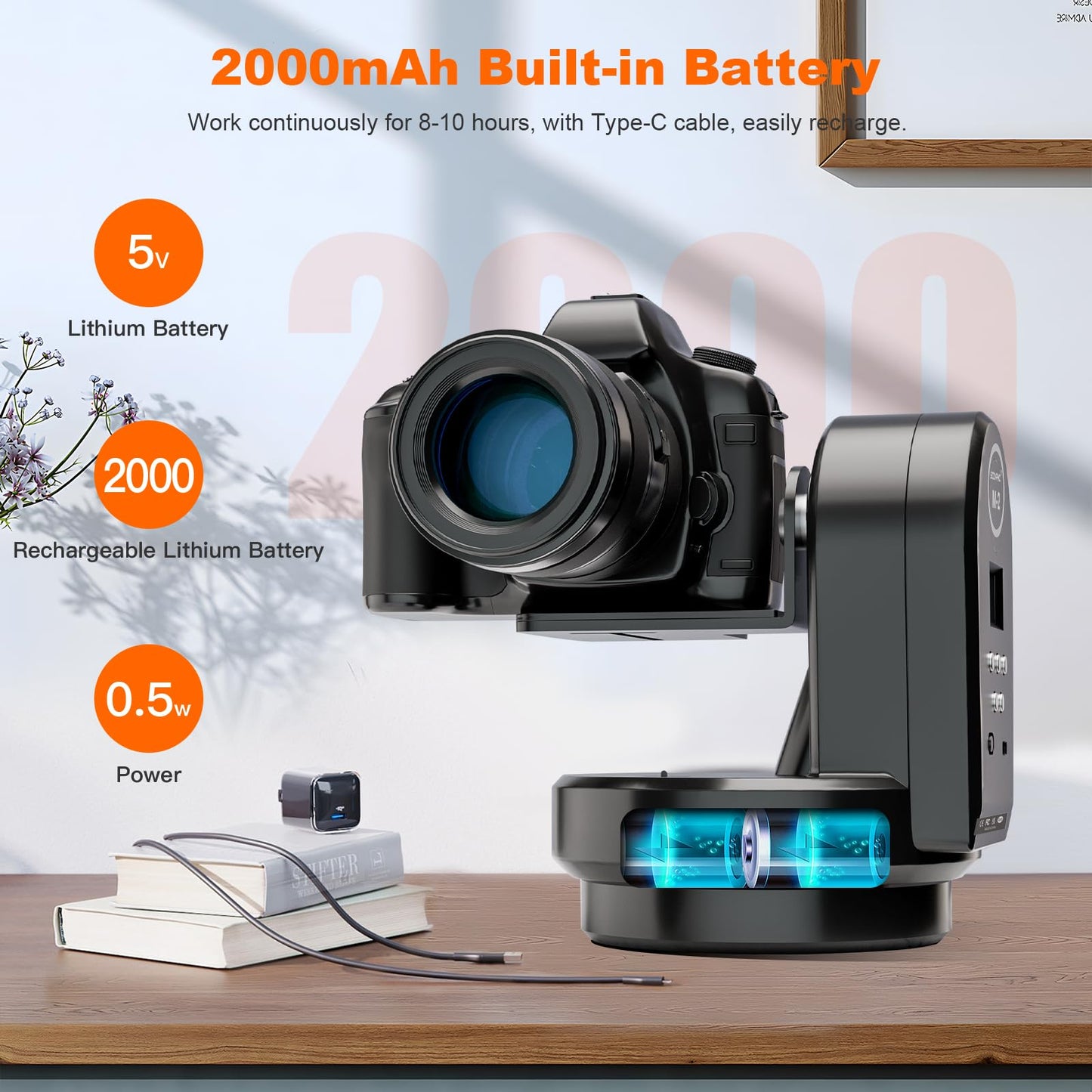 Soonpho M2 Motorized Rotating Panoramic Tripod Head, Remote Control Pan Tilt Head with Remote Control and Mobile Phone Clip for DSLR Cameras