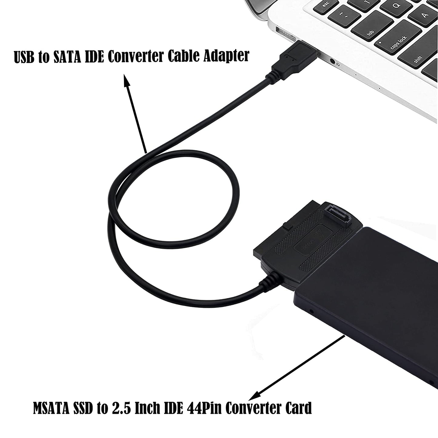 GINTOOYUN MSATA Mini PCI-E SSD to 2.5 Inch IDE 44Pin Enclosure Adapter, Black for Notebook Laptop?Desktop Computer and More