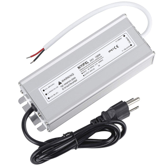 LED Driver 100 Watts 24V DC Low Voltage Transformer? Waterproof IP67 LED Power Supply, Adapter with 3-Prong Plug 3.3 Feet Cable for Any 24V DC led