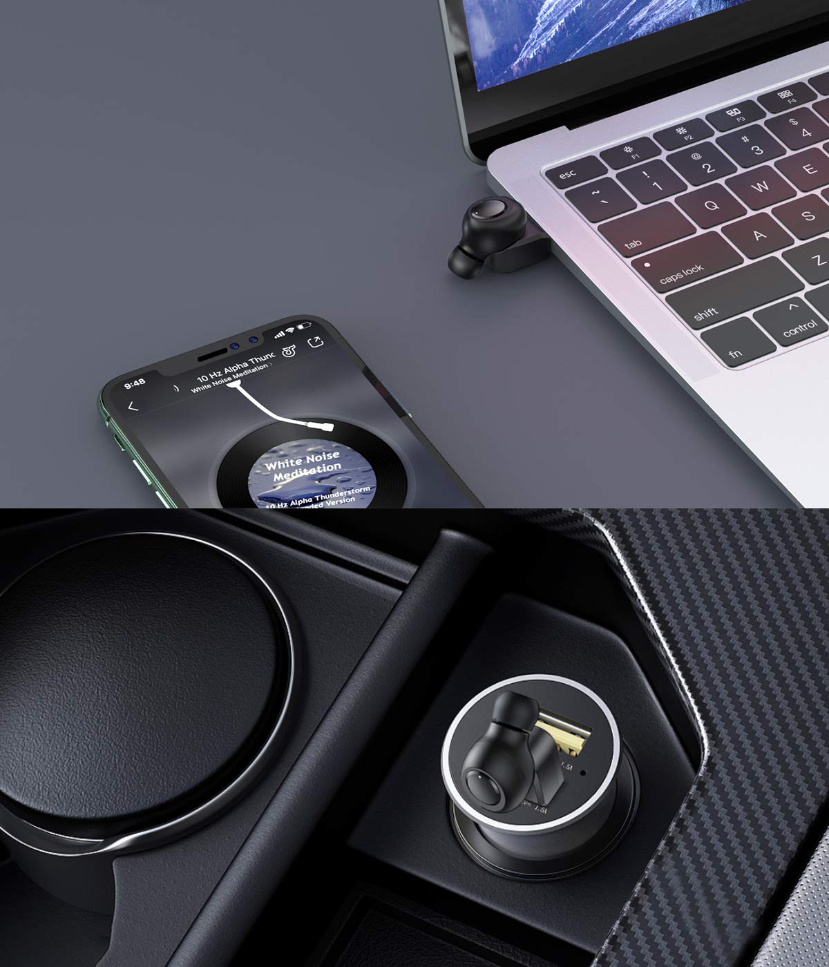 Single Ear Wireless Earbud Bluetooth Headset in Ear Mini Invisible Bluetooth Headphone Business Earphone with Mic 6-Hour Playtime Magnetic USB