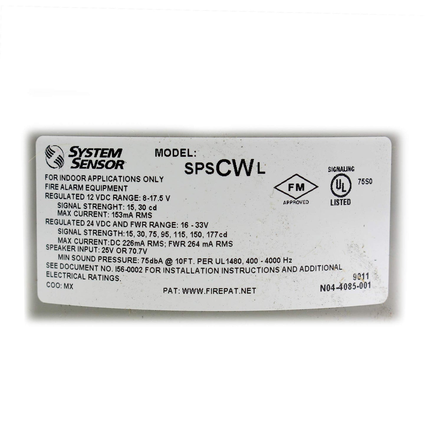 System Sensor SPSCWL Ceiling Mount Speaker Strobe, Clear Lens, White