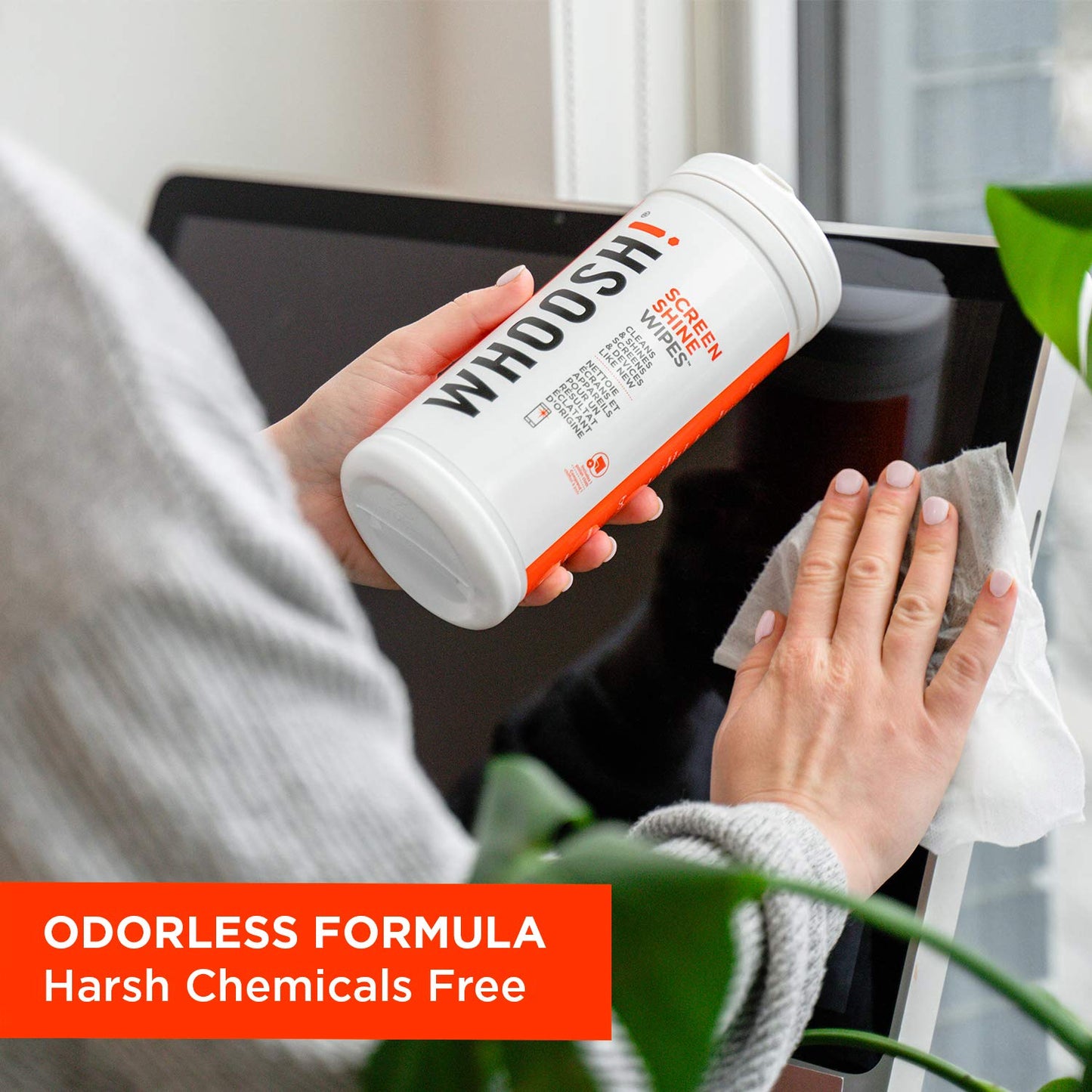 WHOOSH! Screen Shine 90 Count Touch Screen Cleaner Wipes for Car, OLED, TV, Eyeglasses, Laptop - Lint-Free, Non-Abrasive Wipes - Streak-Free Finish