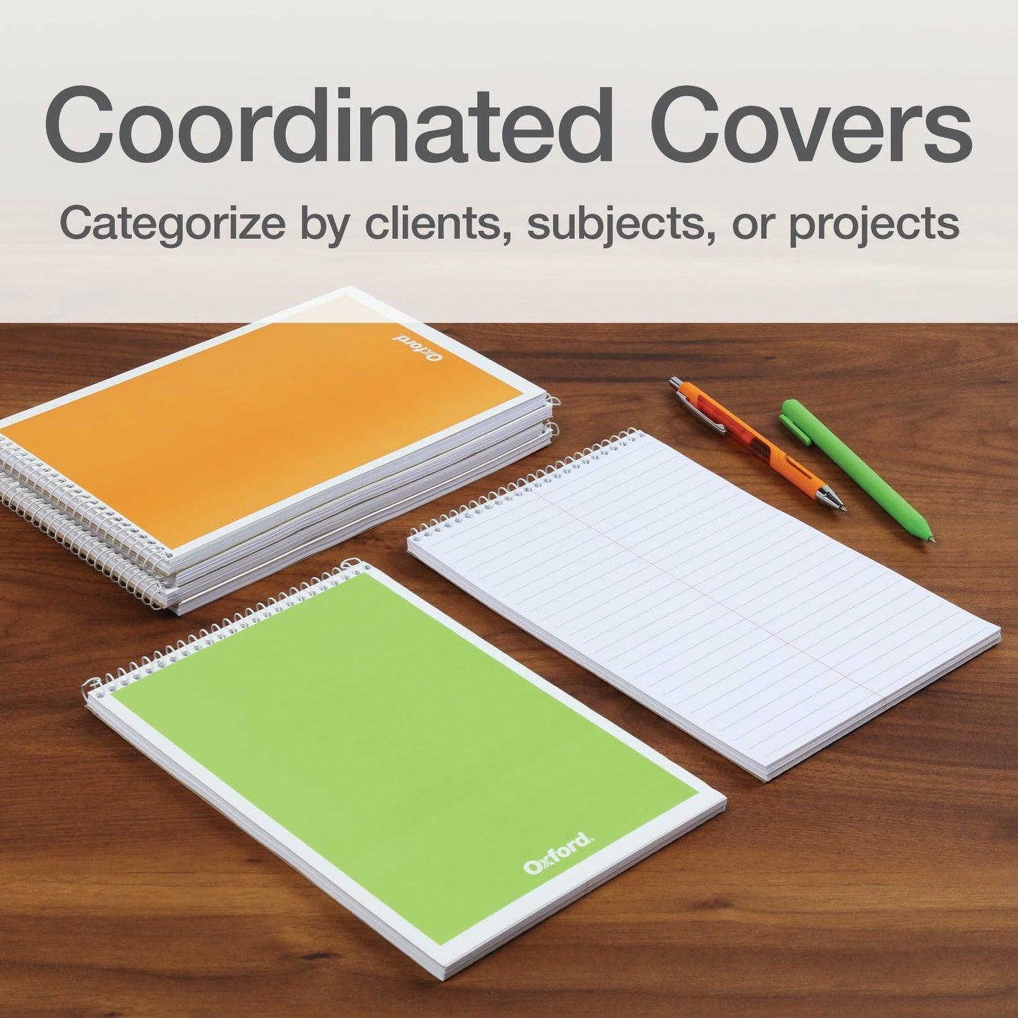 Oxford Steno Spiral Notebooks, Top Bound Steno Pads, 6x9 Inches, Gregg Ruled for Lists, White Paper, Asst. Pastel Covers, 80 Sheets, 6 Pack (1007112)