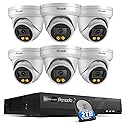 PANOOB PoE Security Camera System 4K, 6X Wired 8MP IP Surveillance Dome Cameras with Person Vehicle Detection, Smart Dual Lights Full Color Night