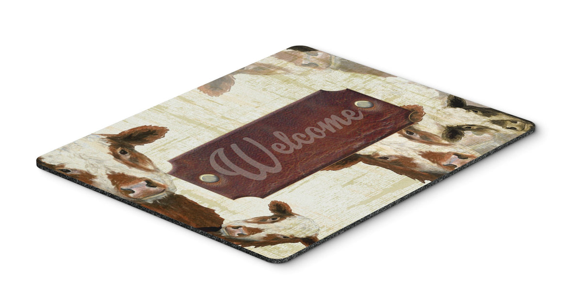 Caroline's Treasures SB3065MP Welcome Cow Mouse Pad, Hot Pad or Trivet, Large, Multicolor