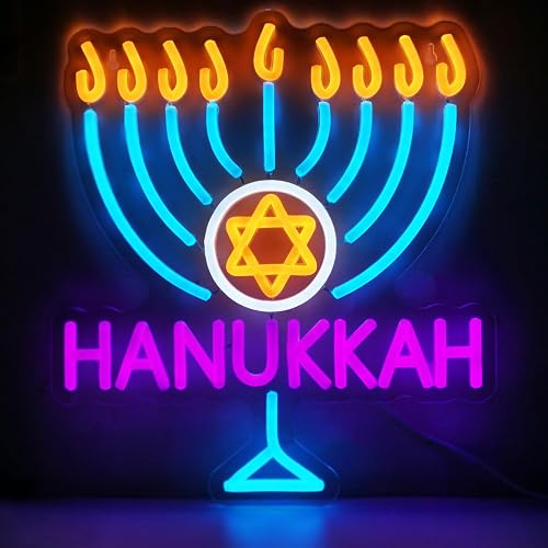 Hanukkah Neon Sign Decorations for Home, Happy Hanukkah Star of David Light jewish Decorations Decor for Home