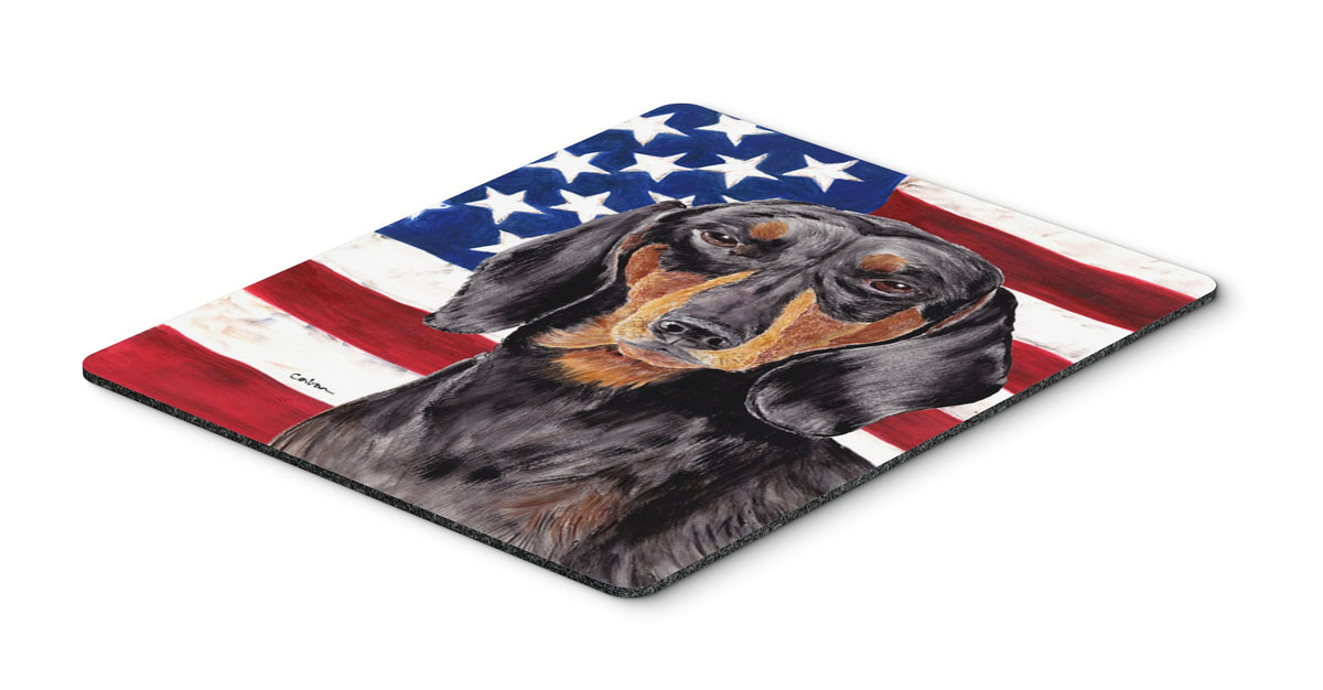 Caroline's Treasures SC9003MP "USA American Flag with Dachshund Mouse Pad, Hot Pad or Trivet" for Home Office Gaming Working Computers Laptop Mouse