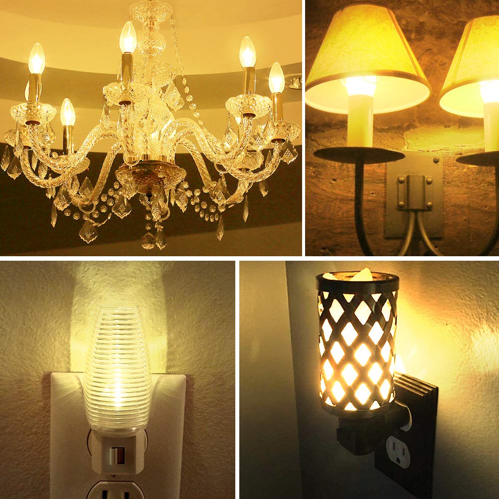Emotionlite C7 LED Candelabra Bulbs, E12 Base, Warm White 2700K, 4 Pack