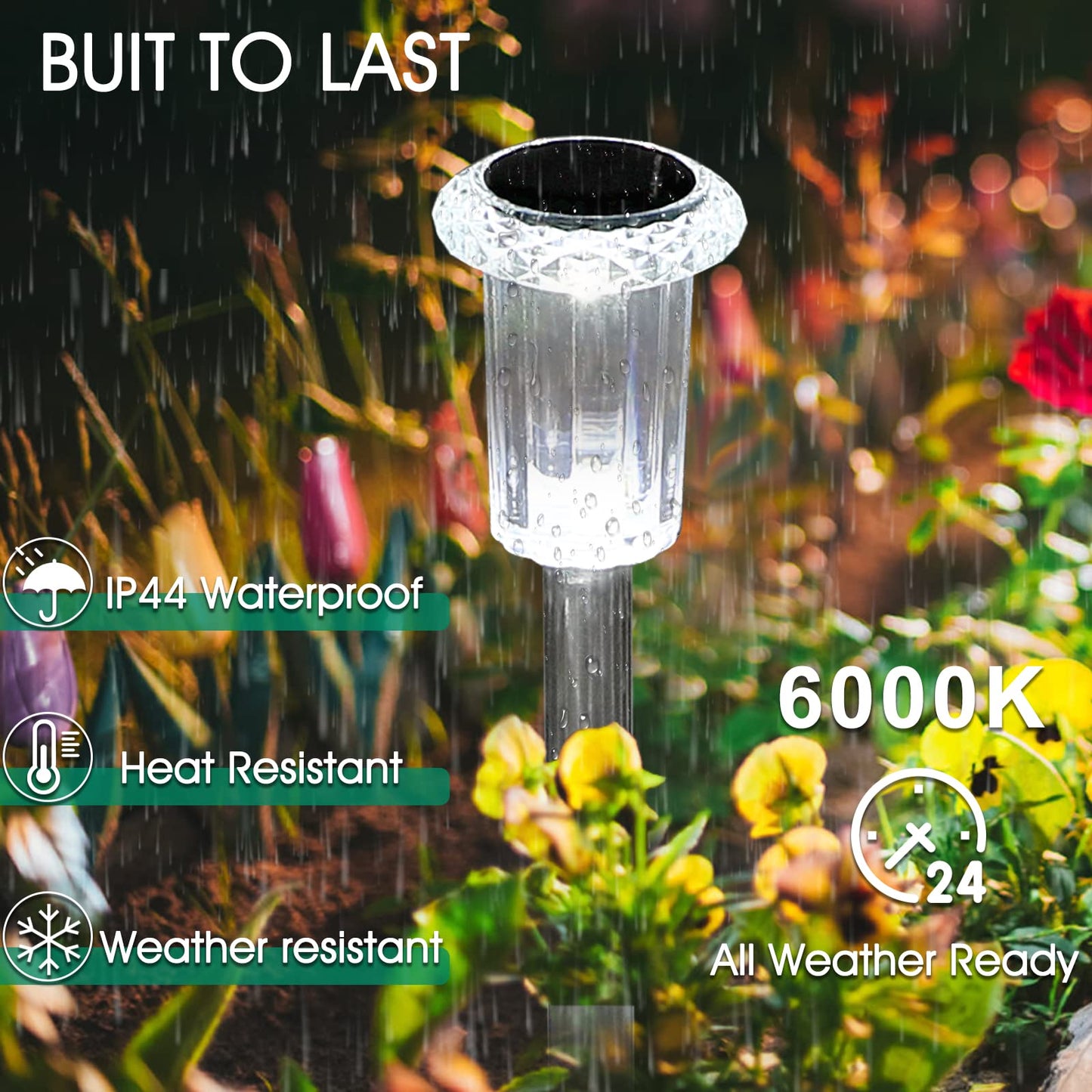 Eyrosa Solar Outdoor Lights, 10 Pack Waterproof Stainless Steel Solar Stake Lights for Pathway Garden Yard Path Walkway Driveway Lawn Patio Outside