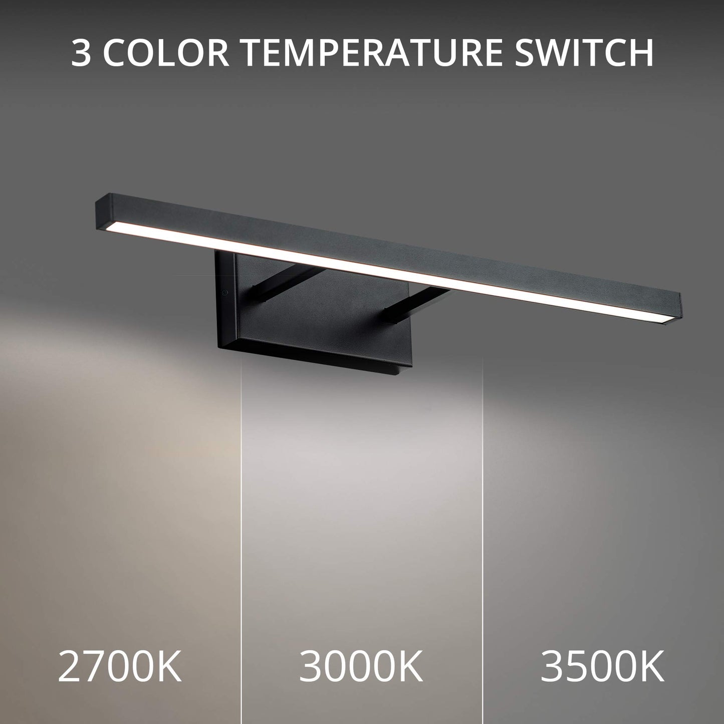 WAC Lighting dweLED, Parallax 18in LED Up or Down Bathroom Vanity or Wall Light 3-CCT 2700K-3000K-3500K Set to 3000K in Black