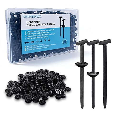 200PCS Upgrade Dual-Lock Cable Tie Buckle with Storage Box, Heavy Duty Nylon Universal Self-Locking Zip Tie Rivets, 2-Sided Locking Slot DIY