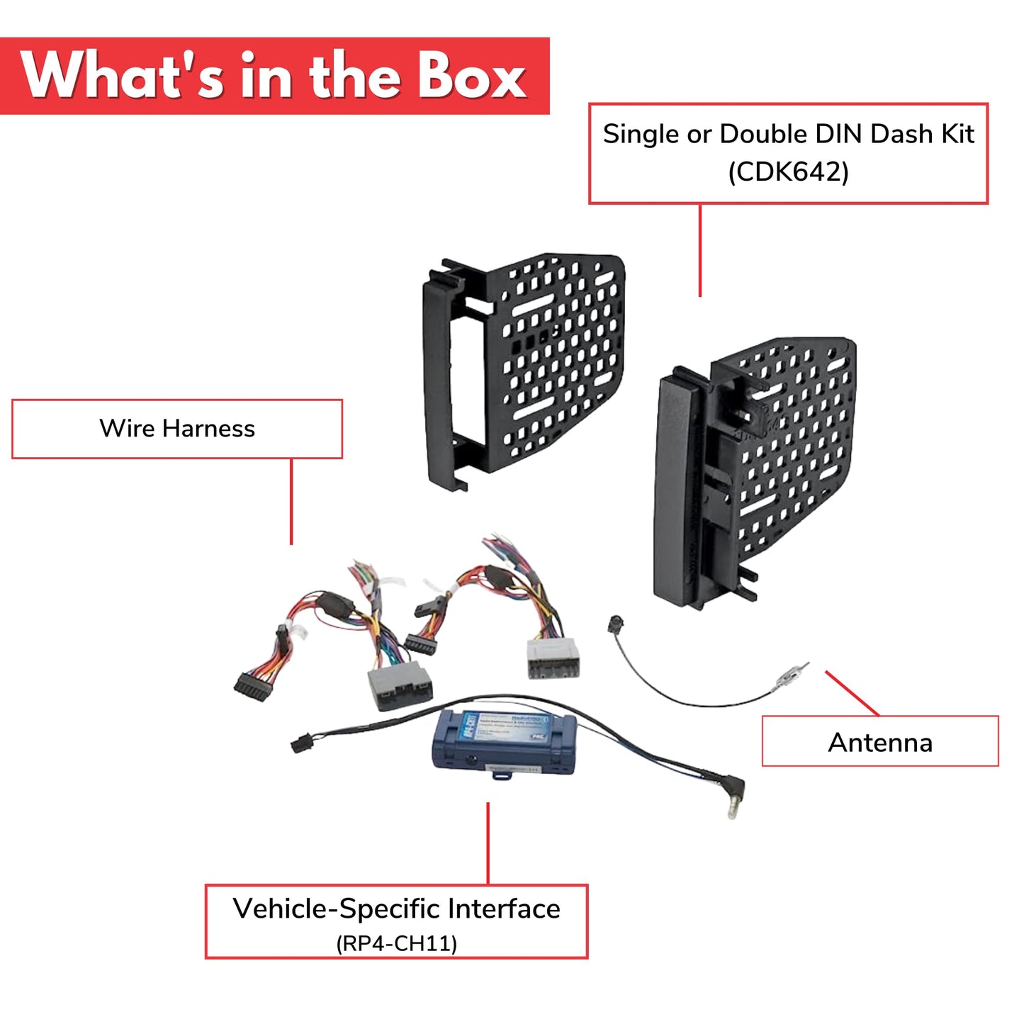 American International Double DIN Radio Install Dash Kit for Dodge RAM & Jeep Wrangler JK/Liberty/Patriot/Grand Cherokee/Compass, Retains SWC