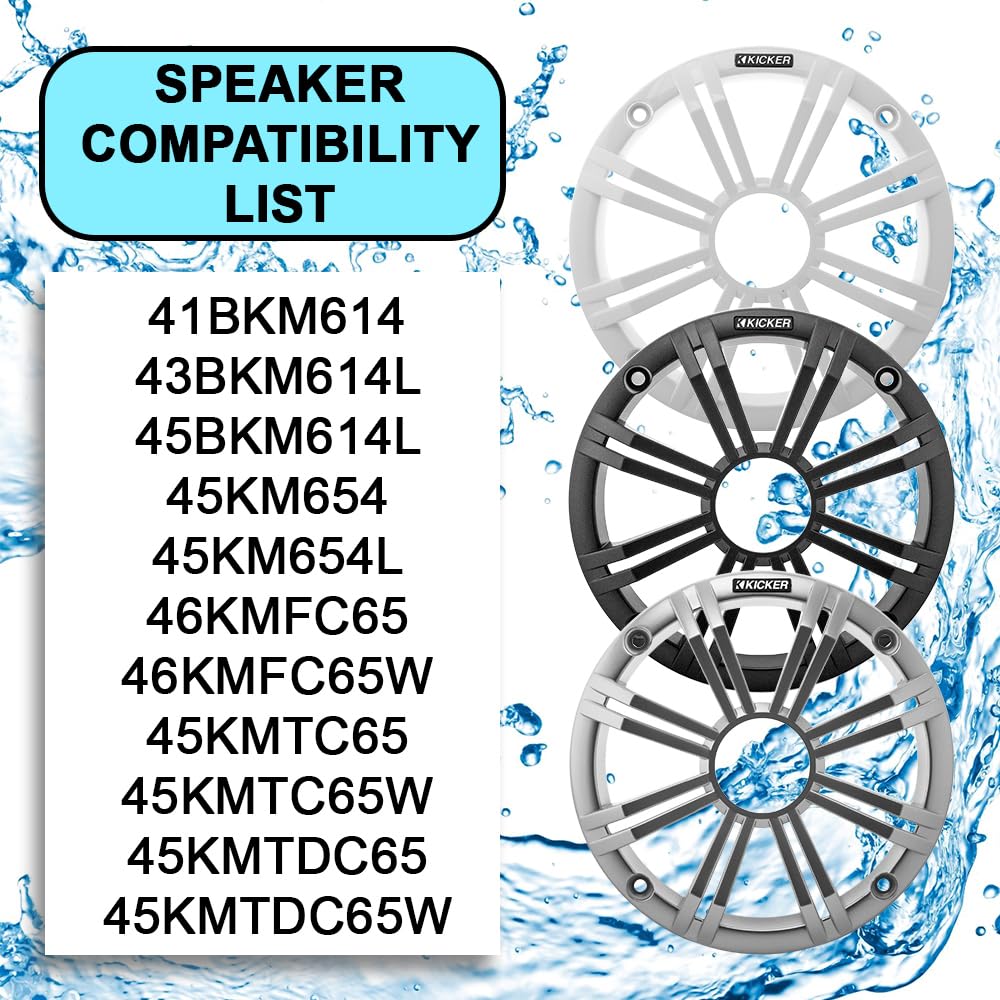 KICKER 45BKMG6W 6-1/2" Marine Speaker Grille (White) Compatible ONLY 6-1/2" KM, KMFC, KMTC and KMTDC Series Marine Speakers - Price per Single Unit, 1