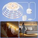 HOUHUI Motion Sensor Light Indoor Under Bed Lights, 16.4Ft Dimmable Motion Activated LED Strip Lights for Bedroom, Warm White USB Under Cabinet Lights