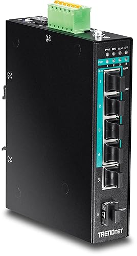 TRENDnet 5-Port Hardened Industrial Gigabit PoE+ DIN-Rail Switch, 120W Power Budget, 1 x SFP Slot, IP30 Rated, Unmanaged Switch, Gigabit PoE+ Network