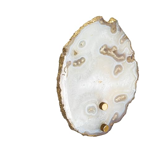 Creative Co-Op 6 Inches Agate and Metal Wall Lamp with Inline Switch for 40 Watts Bulb Maximum, Natural and Brass Finish