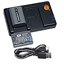 DSTE 2-Pack NP-FP50 NP FP50 Battery + Rapid Dual Battery Charger Compatible with Sony DCR-HC30 DCR-HC40 DCR-HC65 DCR-SR30 DCR-SR60E DCR-SR80E NP-FP30