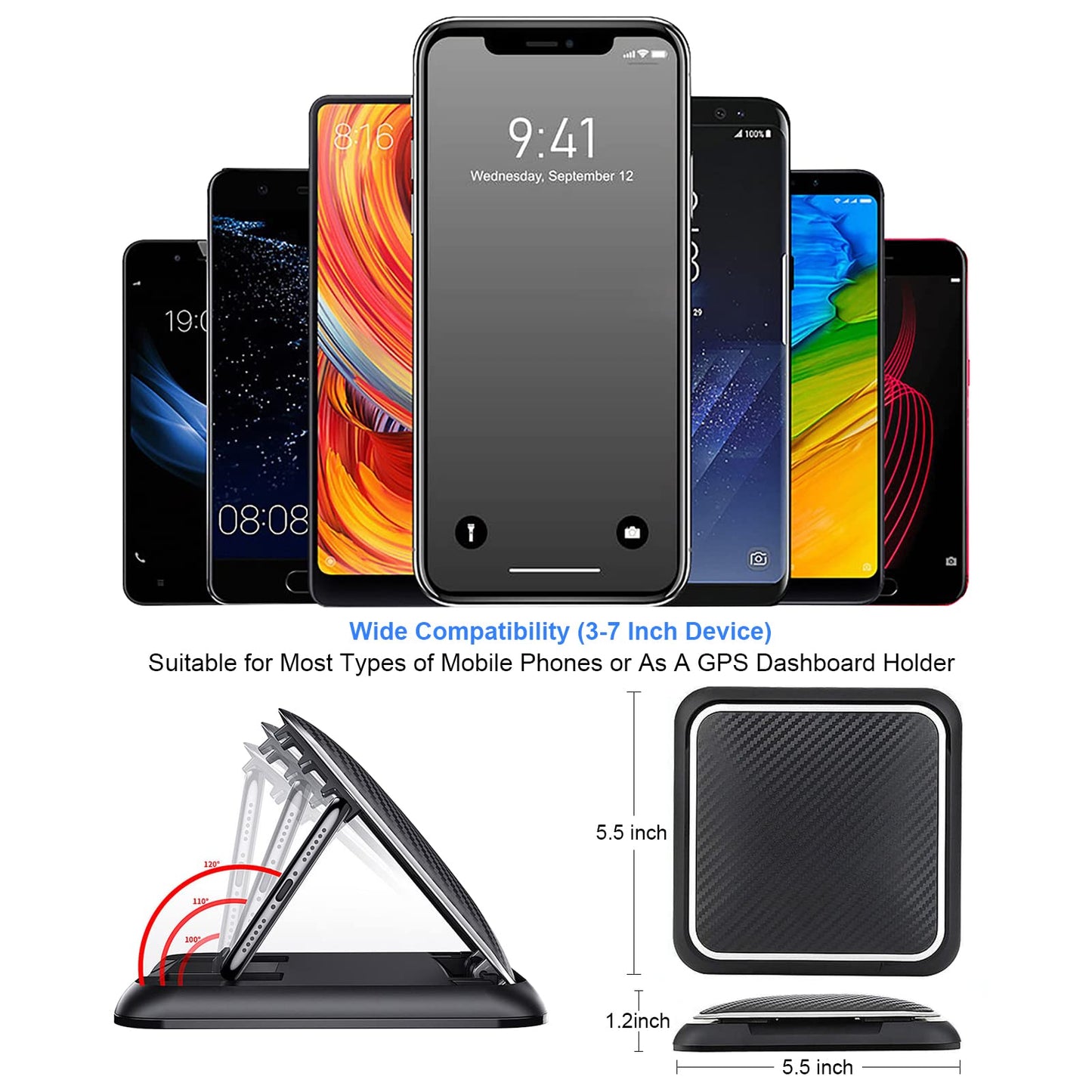 DOTAATDW Car Dashboard Phone Holder, Non Slip Phone Pad Car Phone Holder for Various Dashboards, Slip Free Desk Phone Stand