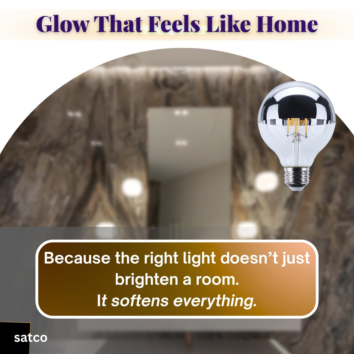 Satco LED Filament G25 Globe Silver Crown Light Bulb 5.5W 60W Equivalent 2700K Warm White 90+ CRI E26 Medium Base 120V Dimmable Wet Location Part