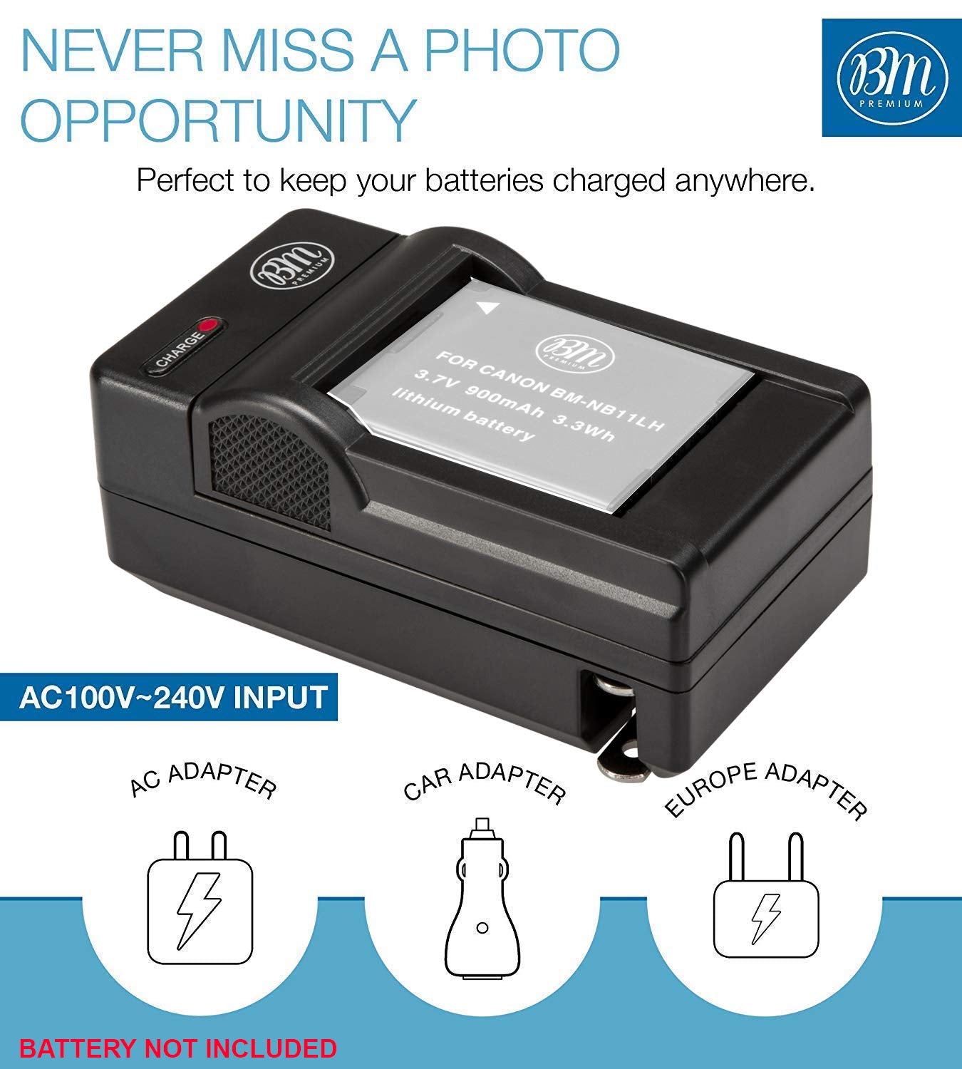 BM NB-11LH Battery Charger for Canon PowerShot Elph 110, Elph 130, Elph 135, Elph 140, Elph 150, Elph 160, Elph 170, Elph 180, Elph 190, Elph 320