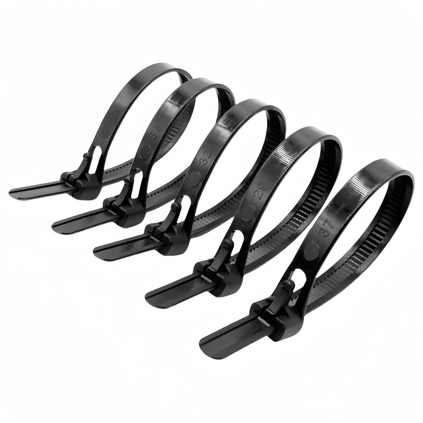 HOTUN 100 Pcs Reusable Releasable Adjustable Nylon Cable Zip Ties(14 Inch,Black)