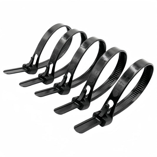 HOTUN 100 Pcs Reusable Releasable Adjustable Nylon Cable Zip Ties(14 Inch,Black)