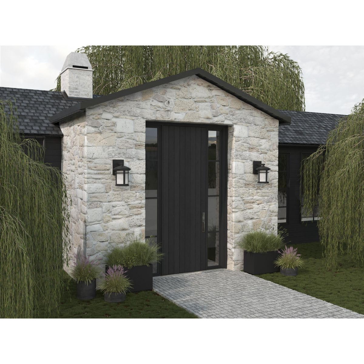 Progress Lighting Wish Collection 1-Light Etched White Linen Glass Craftsman Outdoor Small Wall Lantern Light Textured Black
