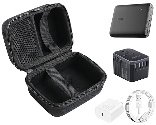 inDomit Travel Charging Accessories Storage Kit - Hard Protective Case Fits Power Bank, Power Adapter & Data Cables(Case Only)