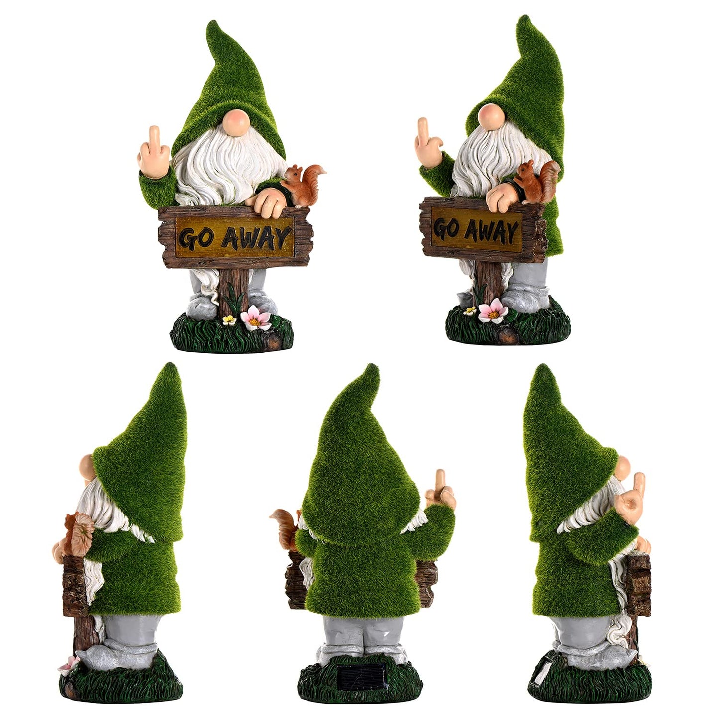 ASAWASA Gnomes Decorations for Yard with Solar LED Light,Large Outdoor Funny Garden Lawn Gnome Decor(Tall 10 Inches)