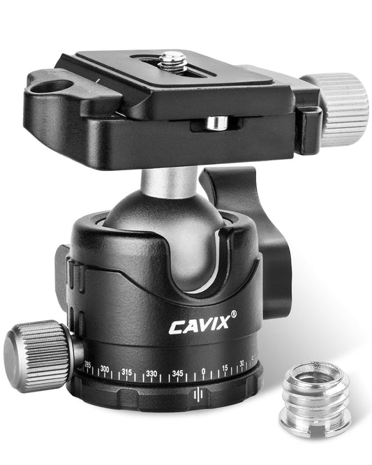 Low Profile Ball Head, CAVIX H-29S Camera Tripod Head Metal Ball Head with Arca Swiss Quick Release Plate Bubble Level Load Capacity 22 Lbs/10kg…