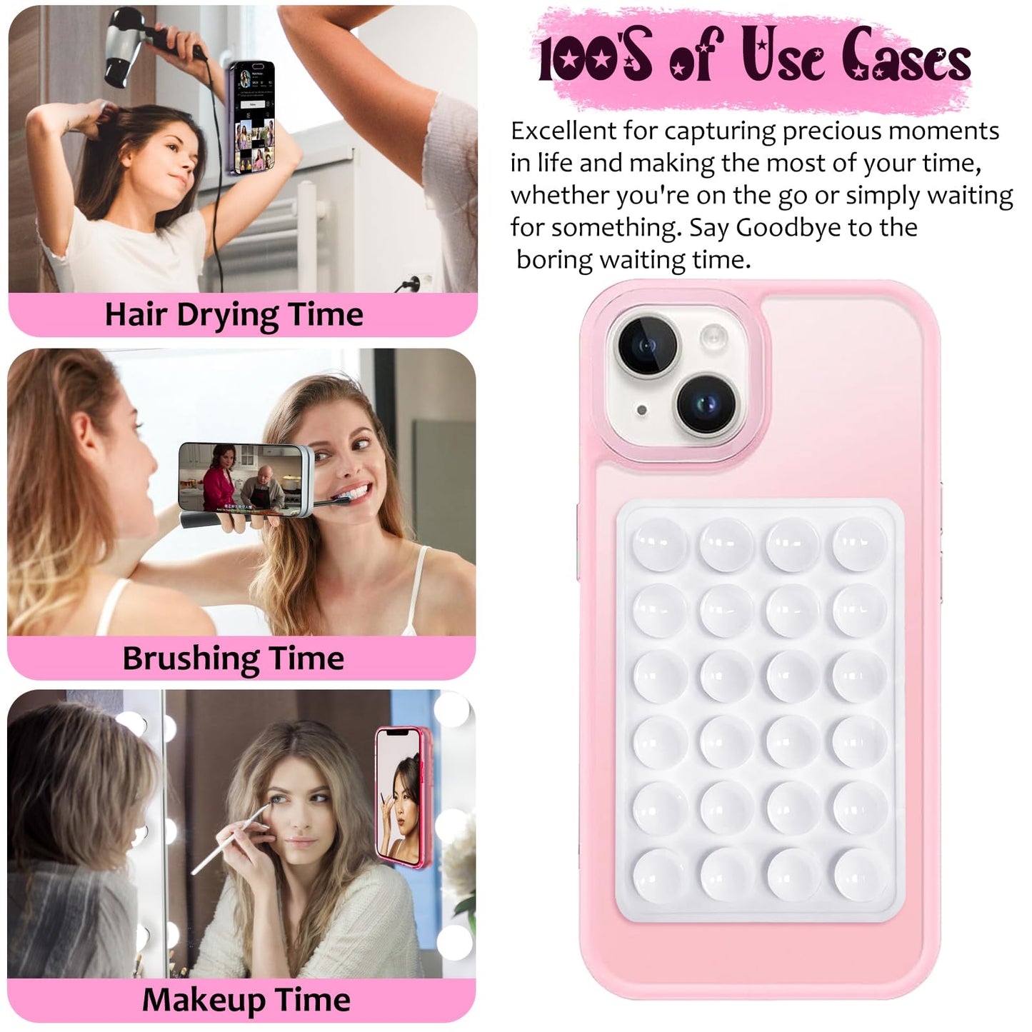 JingJinYY Silicone Suction Phone Case Mount, Non Slip Sticky Phone Grip for Cellphone, Silicon Adhesive Suction Cup Phone Mount, Strong Grip Holder