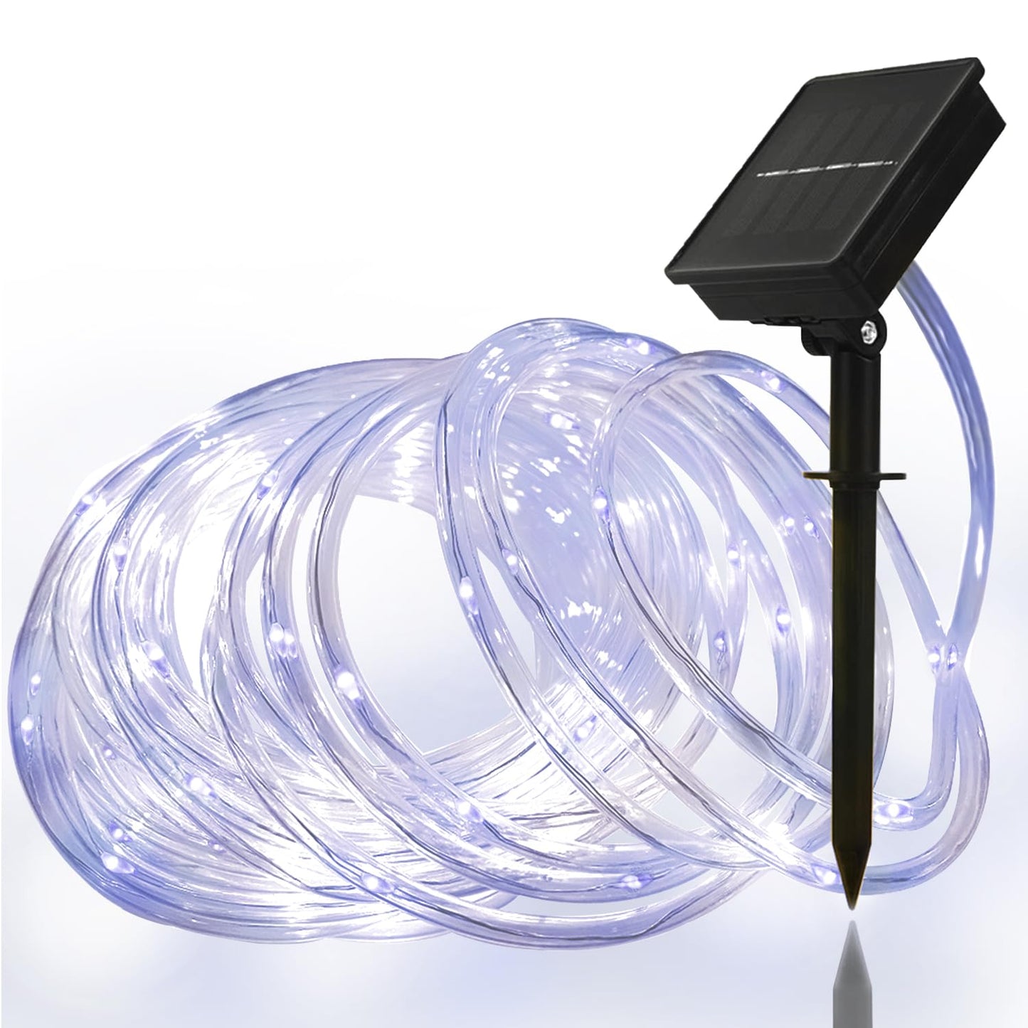 Honche Solar Rope Light 33FT 100LED IP65 Waterproof Outdoor LED Copper Fairy String Tube Lights for Party Gazebo Garden Patio Stair Balcony Fence Tree