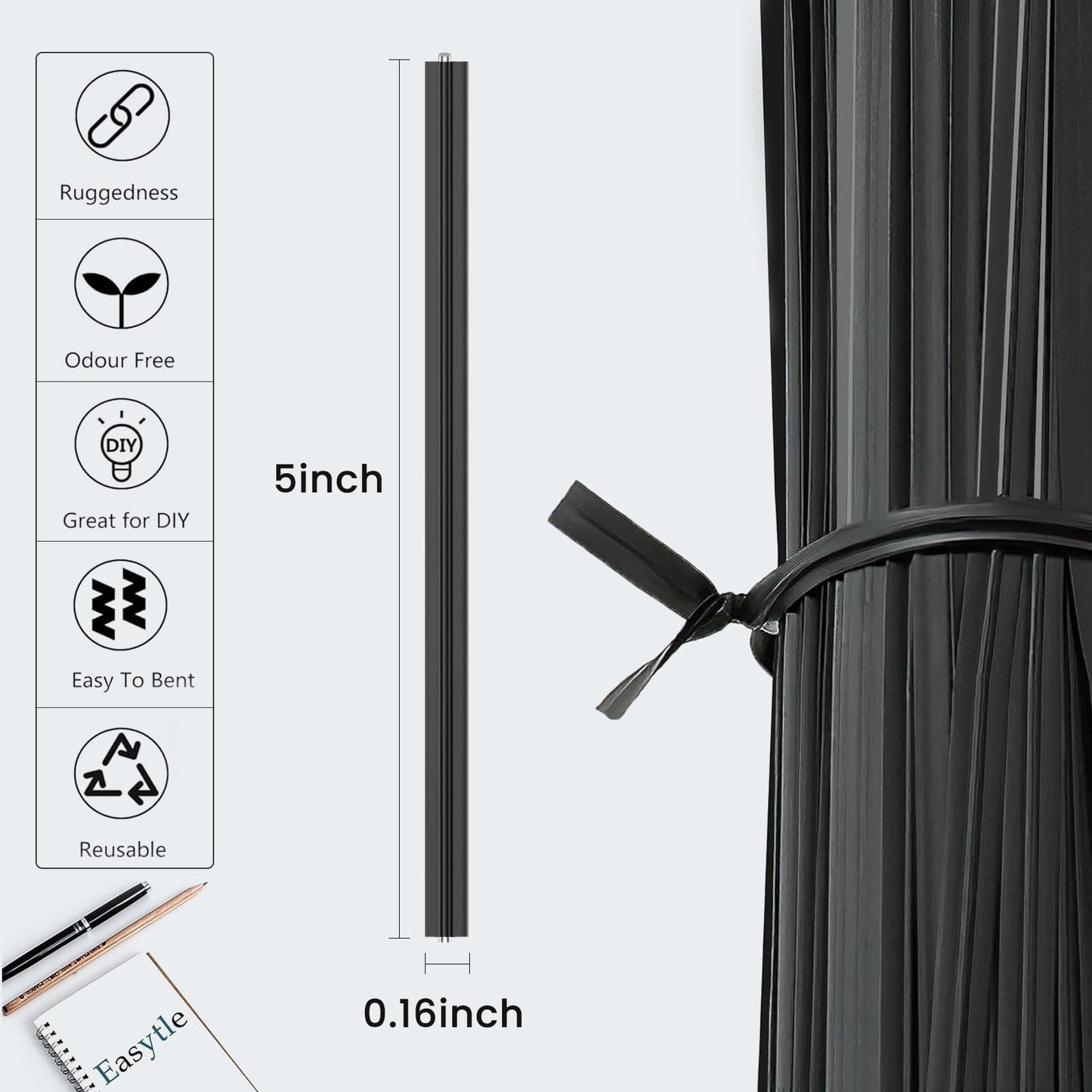 400 Pcs Twist Ties for Bags 5" Cable Ties Bag Twist Ties for Cord Twist Bread Ties Reusable Black Plastic Coated Ties Heavy Duty Bread Ties Twist Wire