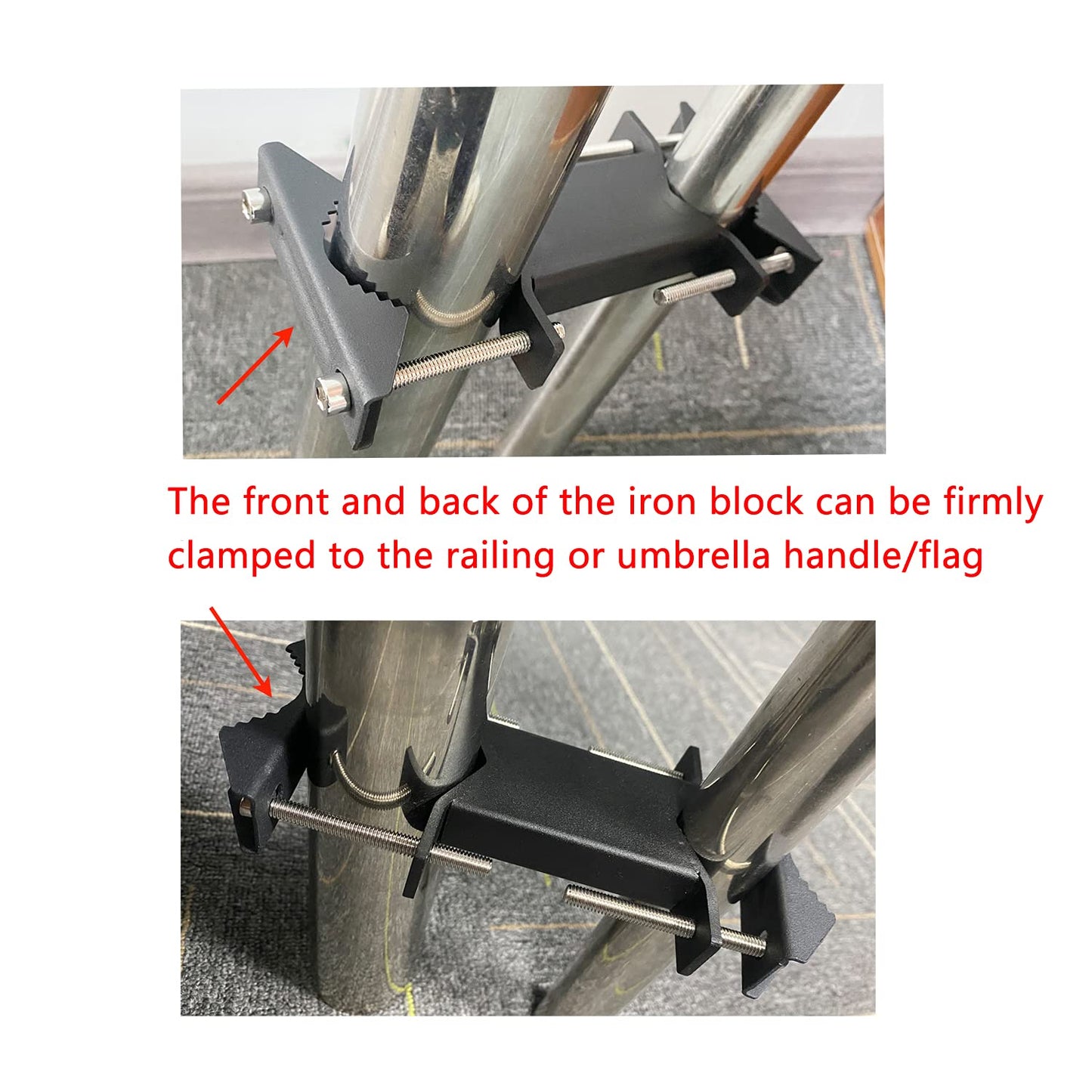 VANROUG 2 PCS Heavy Duty Antenna Mount Clamp, Wall Mount Antenna Mast Clamp V Jaw Bracket, TV Antenna Mounting Hardware for TV CB Ham Outside Home