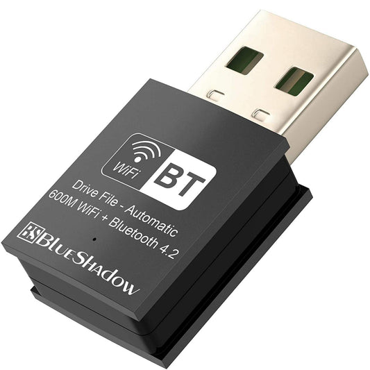 Blueshadow Mini 2-in-1 USB WiFi Bluetooth Adapter AC600-2.4G/5G Dual Band Wireless Network Adapter for Desktop PC, Bluetooth 4.2, WPA3 Network