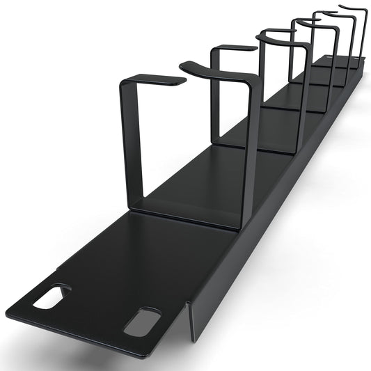 Cable Management Panel - 1U Wire Manager with 5 D-Ring Hooks Horizontal Rackmount for 19" Server Rack Network Cabinet - Tupavco TP1714