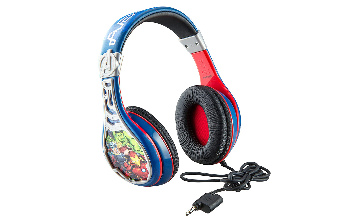 eKids Avengers Headphones for Kids, Wired Headphones for School, Home or Travel, Tangle Free Stereo Earphones with Volume Control, 3.5mm Jack,