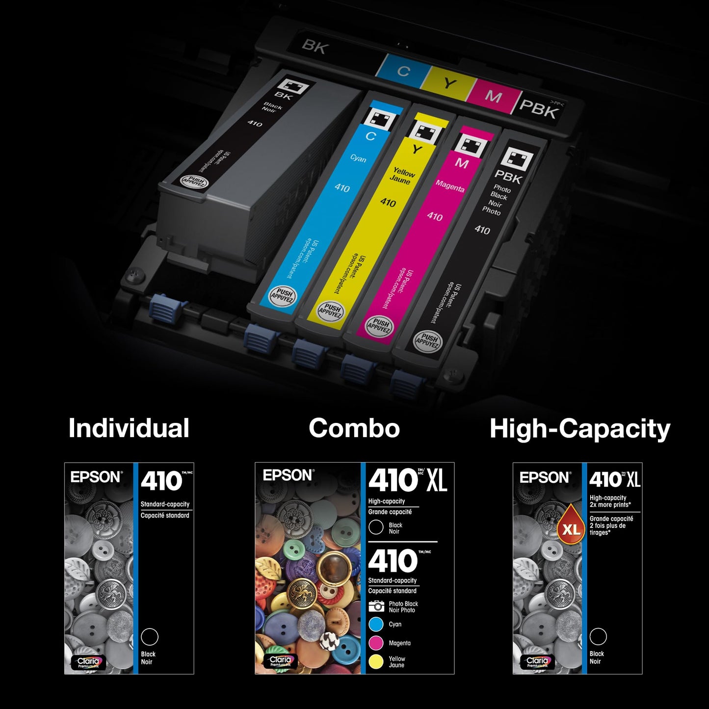 EPSON 410 Claria Premium Ink Standard Capacity Photo Black Cartridge (T410120-S) Works with Expression XP-530, 630, 640, 7100, 830