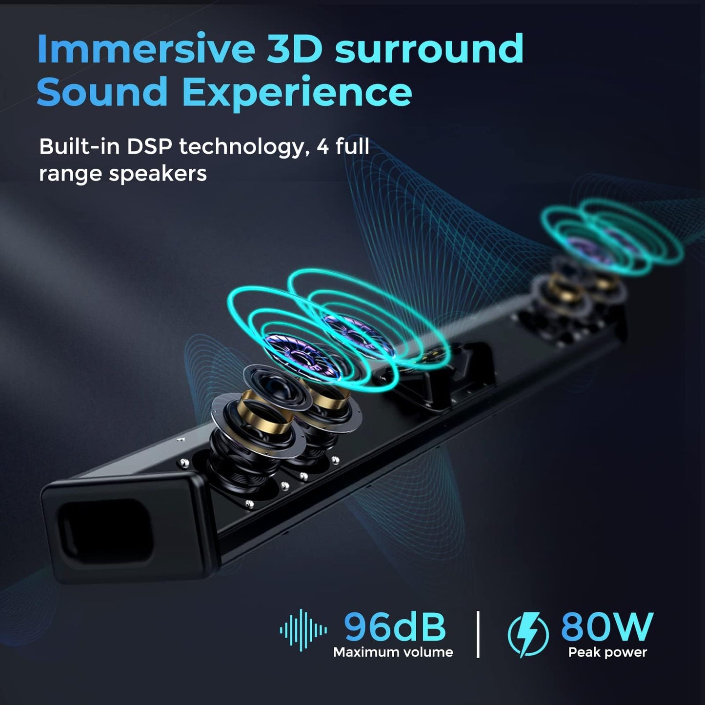 OXS S3 Sound Bars for TV, Home Theater Audio with Dynamic Bass, 3D Surround Sound System TV Sound Bar, TV Speakers, Bluetooth 5.0/Aux/Optical/Coaxial