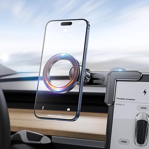 Tesla Phone Mount, [Strong Magnets & Super Stable ] Tesla Phone Holder Model 3/Y Accessories for Tesla Screen, for Magsafe Car Mount Can Be Adjusted