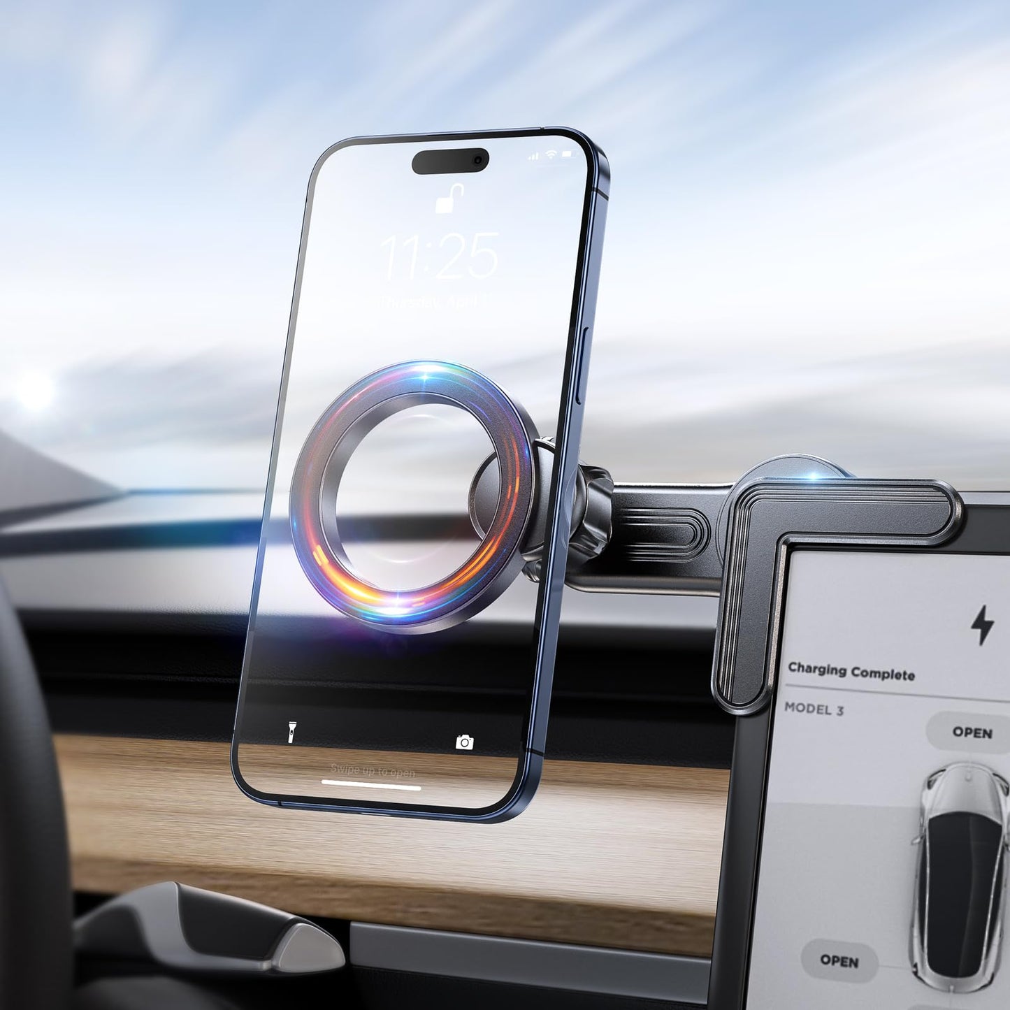 Tesla Phone Mount, [Strong Magnets & Super Stable ] Tesla Phone Holder Model 3/Y Accessories for Tesla Screen, for Magsafe Car Mount Can Be Adjusted