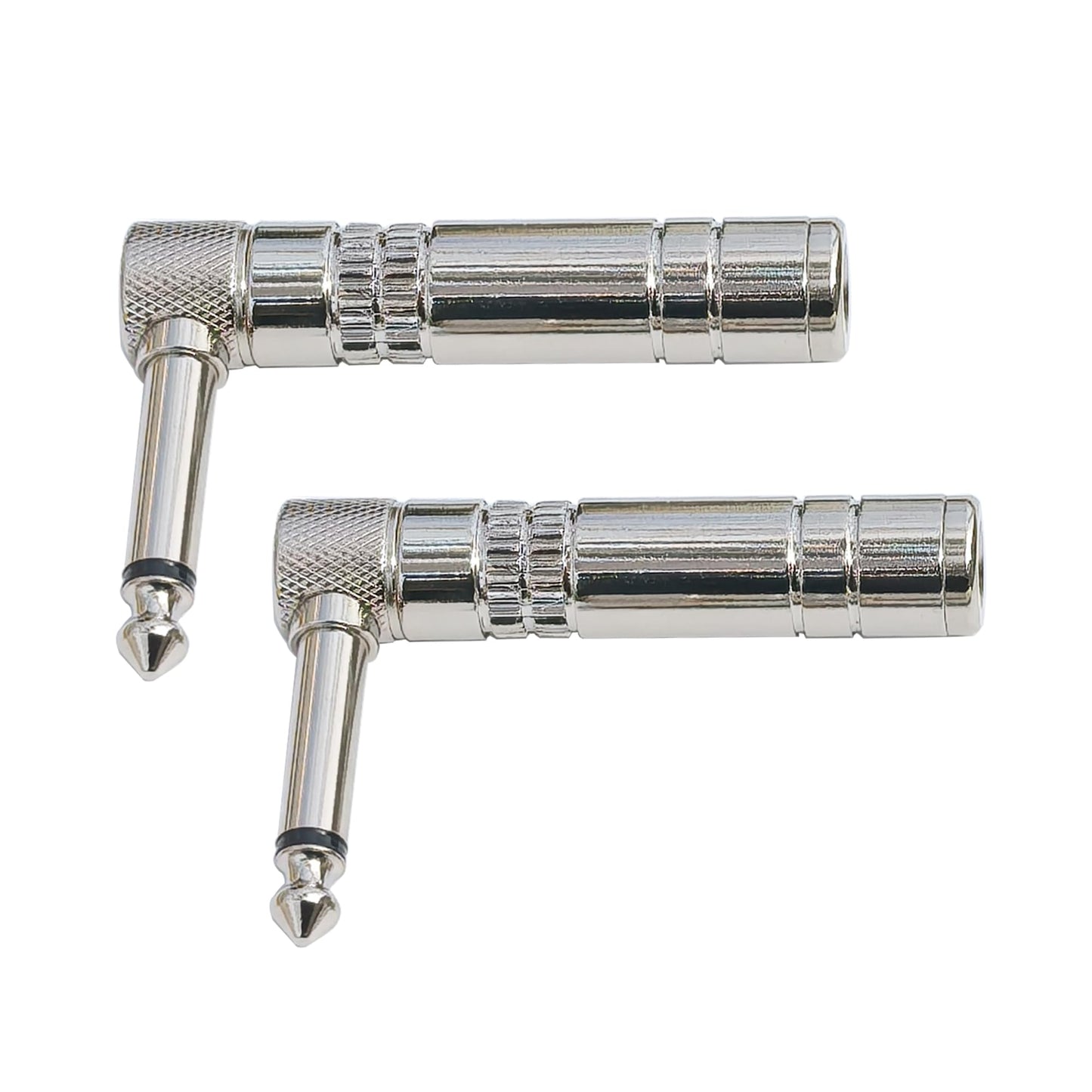 WJSTN Right Angle 1/4 TS Adapter, 6.35mm Male to Female Mono Audio Jack, 2 Pack (TS Male to TS Female)